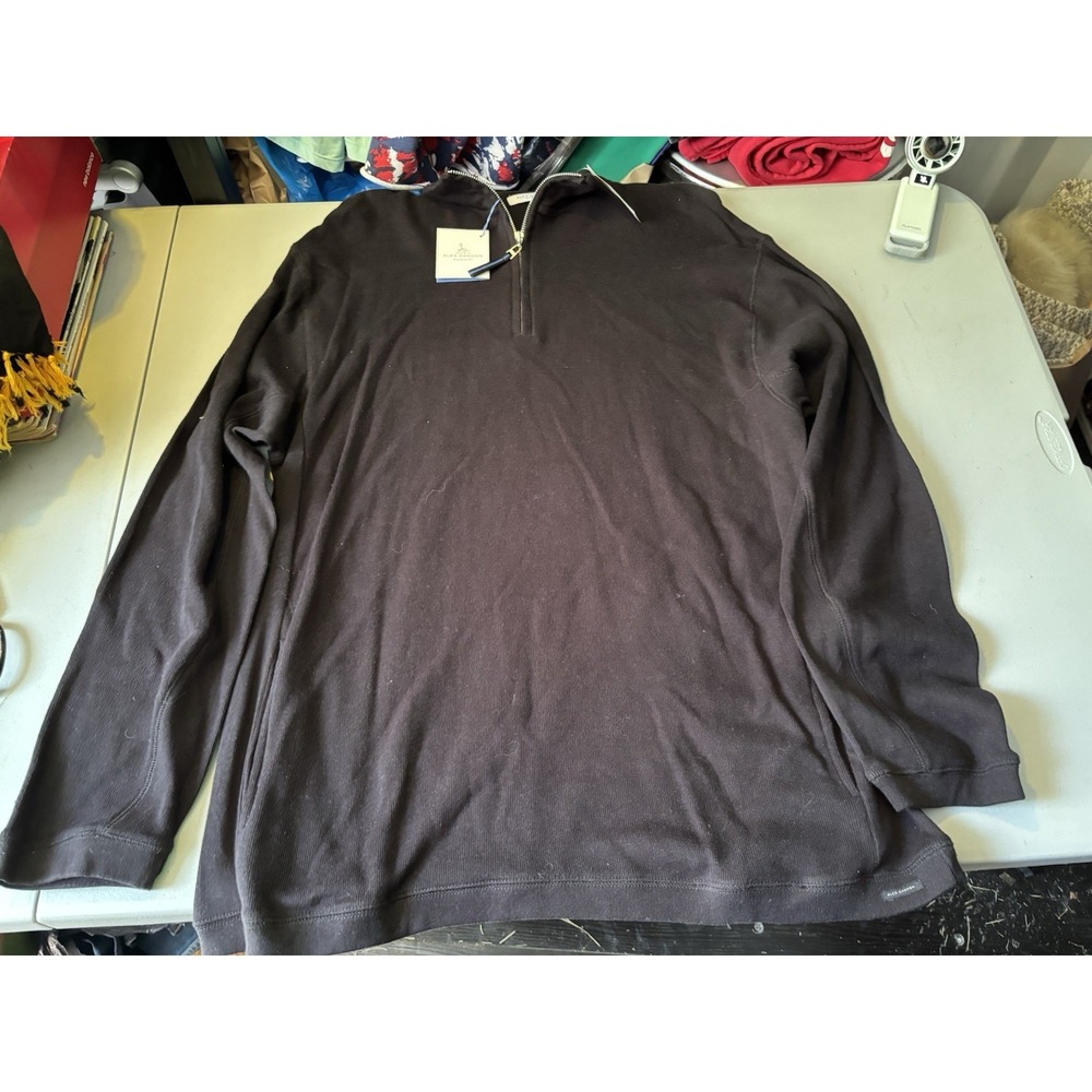 Alex Cannon Sweater Quarter Zip Men's L Black Cotton Blend NWT